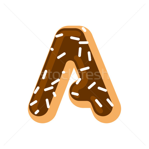 Letter A donut font. Doughnut alphabet. Sweet lettering. candy A Stock photo © MaryValery
