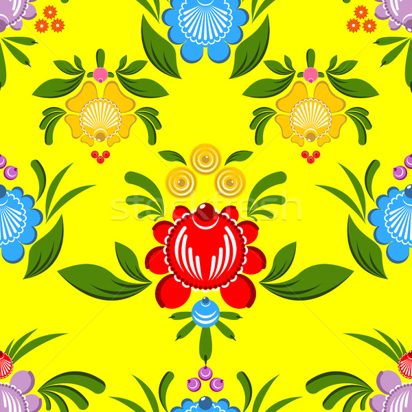 Gorodets seamless pattern. Floral ornament. Russian national fol Stock photo © MaryValery