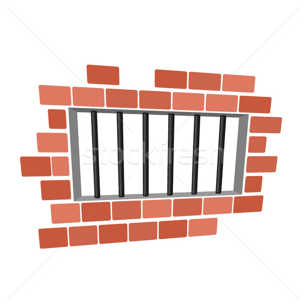 Jail cartoon. Prison grill and wall. Window in prison with bars Stock photo © MaryValery