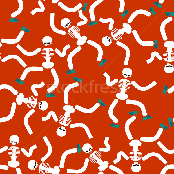 Dancing skeleton seamless pattern. Hell background. underworld o Stock photo © MaryValery
