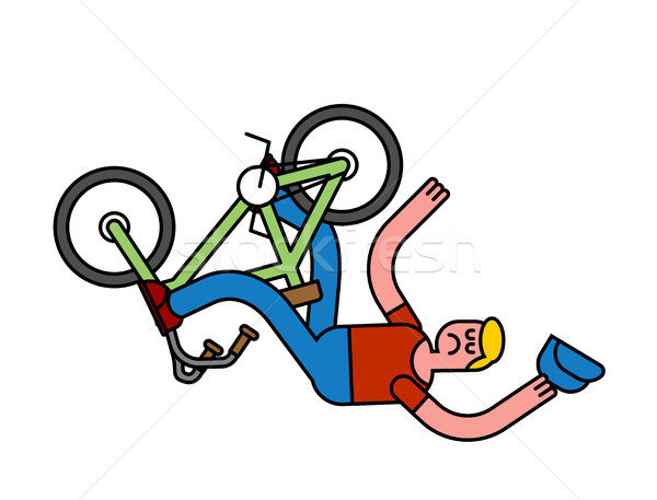 Fall off bike. Unsuccessful trick on BMX bicycle. Fall and pain Stock photo © MaryValery
