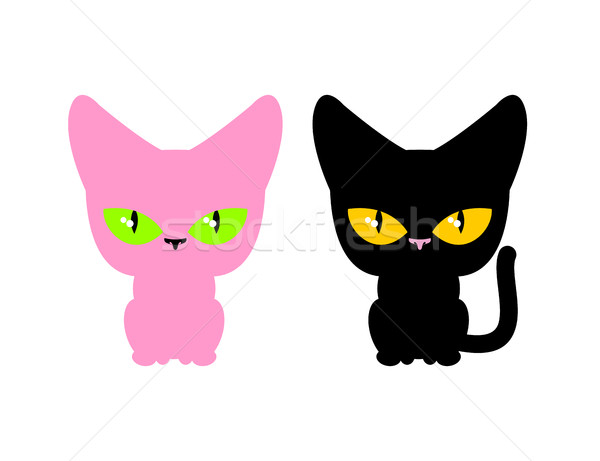 Rosa gato preto vetor conjunto animais de estimação animal Foto stock © MaryValery