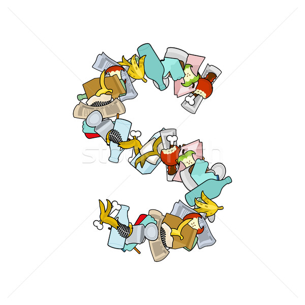 Letter S Rubbish. Trash font. garbage alphabet. Lettering litter Stock photo © MaryValery