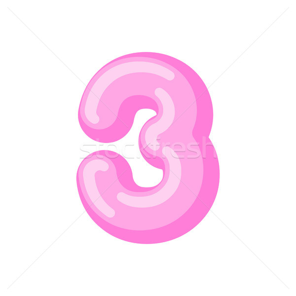 Number 3 candy font. Caramel alphabet three. lollipop lettering. Stock photo © MaryValery