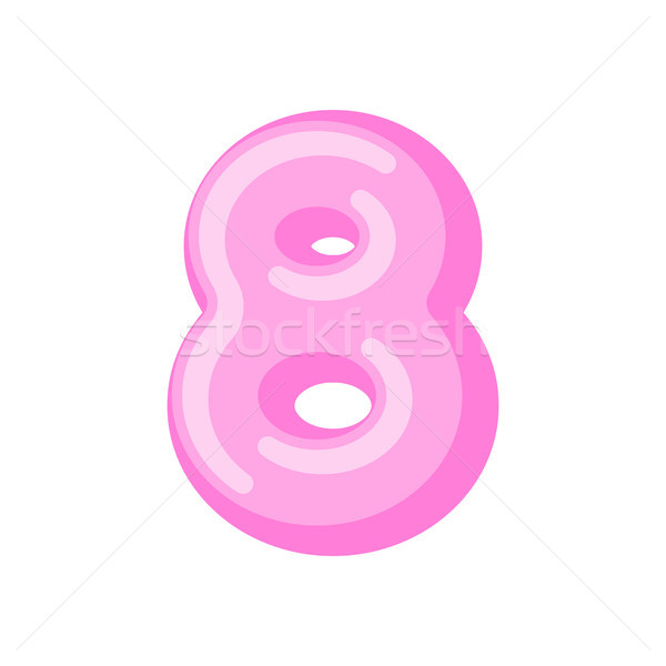 Number 8 candy font. Caramel alphabet eight. lollipop lettering. Stock photo © MaryValery