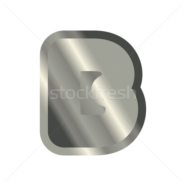 Letter B steel font. Metal alphabet sign. Iron ABC symbol. chrom Stock photo © MaryValery