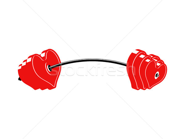Love barbell. Heart weights. Amur fitness. Sports projectile for Stock photo © MaryValery