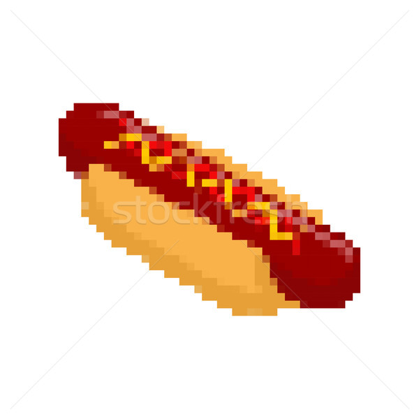 Hot dog pixel art. Fastfood pixelated. Fast food isolated Stock photo © MaryValery