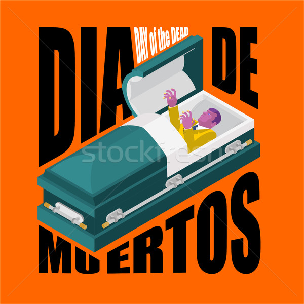 Day of the Dead. Open coffin. departed zombie in casket. Mexican Stock photo © MaryValery