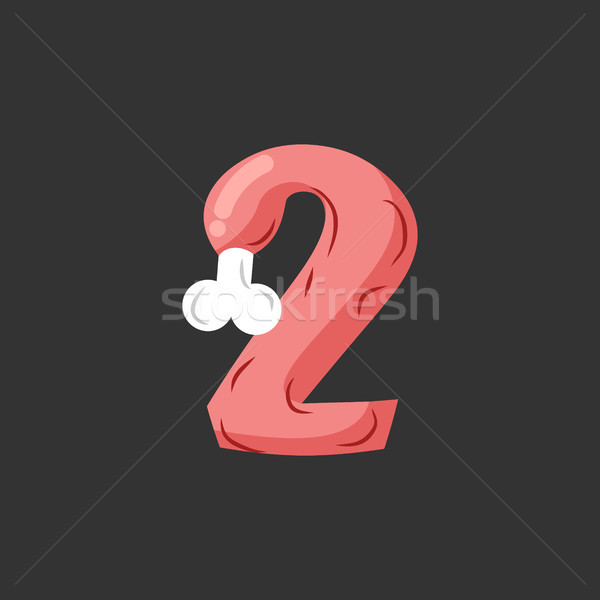 Number 2 meat. Pork and bone font two. Ham alphabet sign. Beef A Stock photo © MaryValery