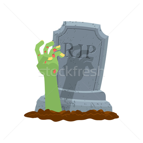 Halloween. Grave and hand of zombie. Gravestone and arm dead man Stock photo © MaryValery