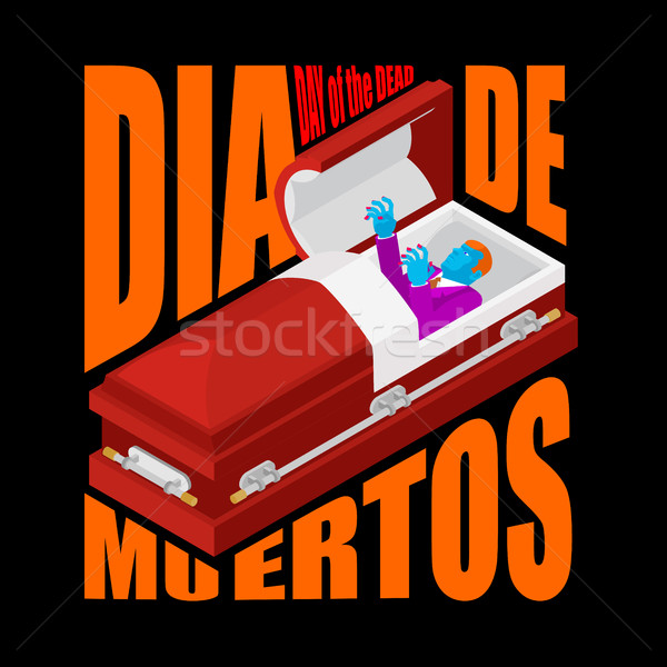 Day of the Dead. Open coffin. departed zombie in casket. Mexican Stock photo © MaryValery