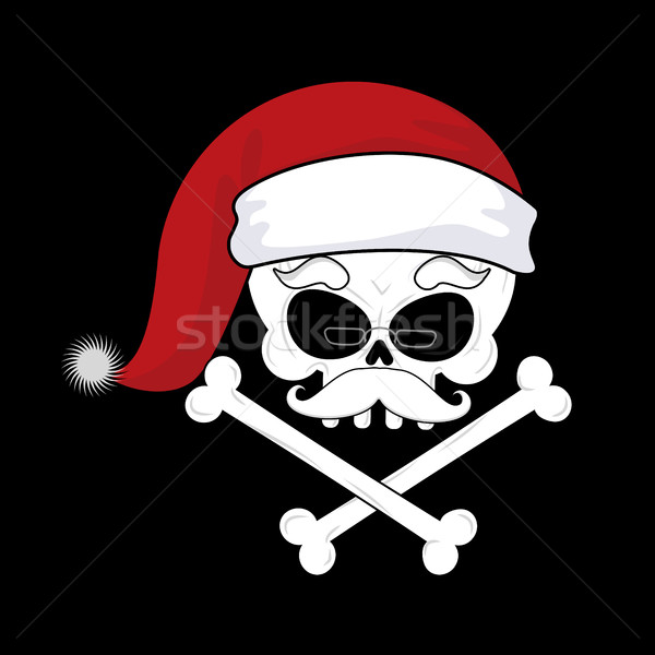 Santa Claus Death. Christmas skull. skeleton head in red santa h Stock photo © MaryValery