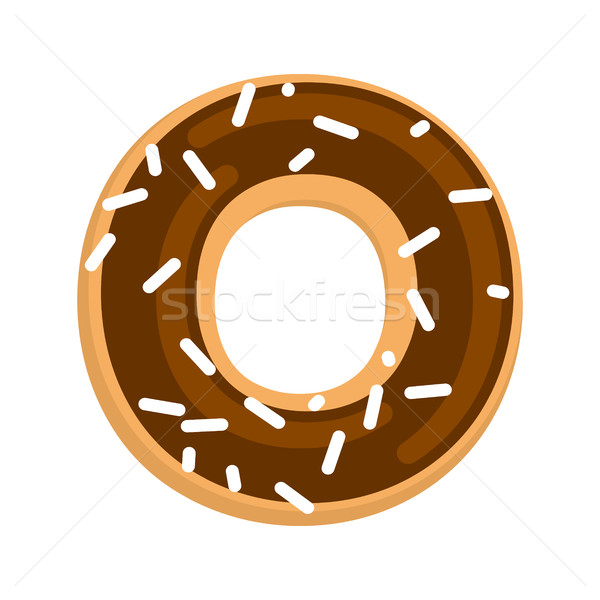 Chocolate donut isolated. cruller glaze  and sprinkling on white Stock photo © MaryValery