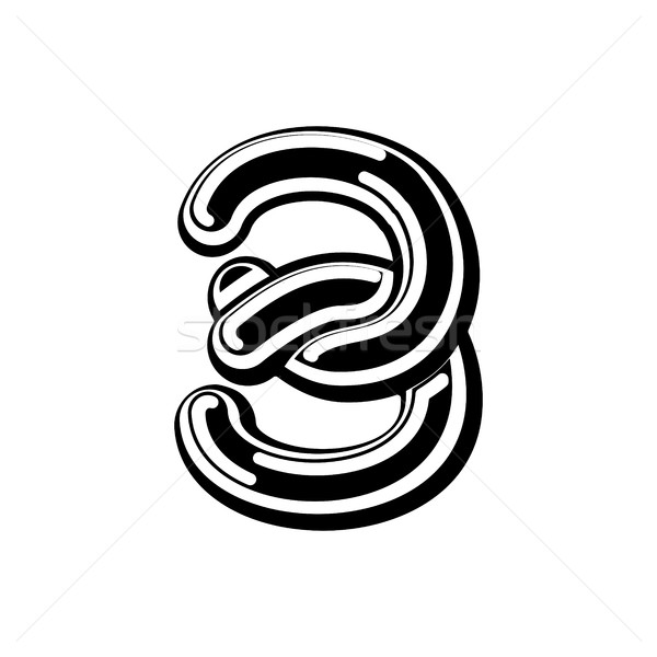 Number 3 Celtic font. norse medieval ornament ABC sign three. Tr Stock photo © MaryValery