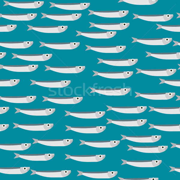 Anchovies seamless pattern. Marine background. Small fish textur Stock photo © MaryValery