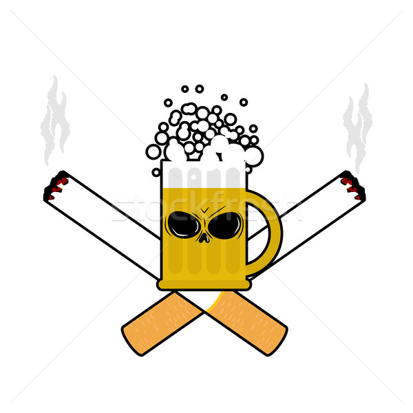 Beer and cigarettes. Alcohol and smoking sign. Logo for harm hea Stock photo © MaryValery