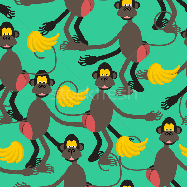 Mono rojo trasero plátano alimentos Foto stock © MaryValery