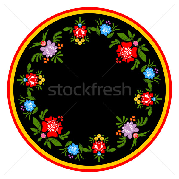 Gorodets painting plate. Russian national folk craft. Elements o Stock photo © MaryValery