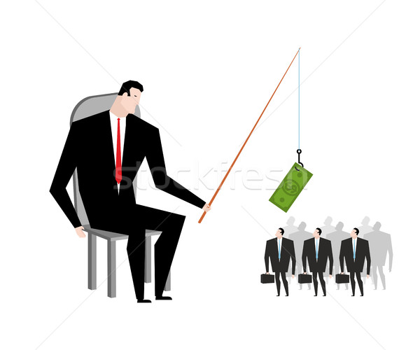 Business motivation. Boss holding dollar fishing rod. Financial  Stock photo © MaryValery