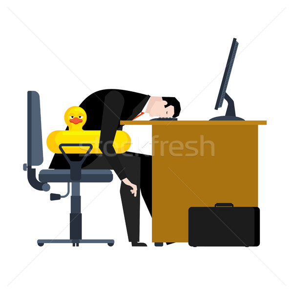 Businessman and swim ring duck. Manager on vacation Stock photo © MaryValery