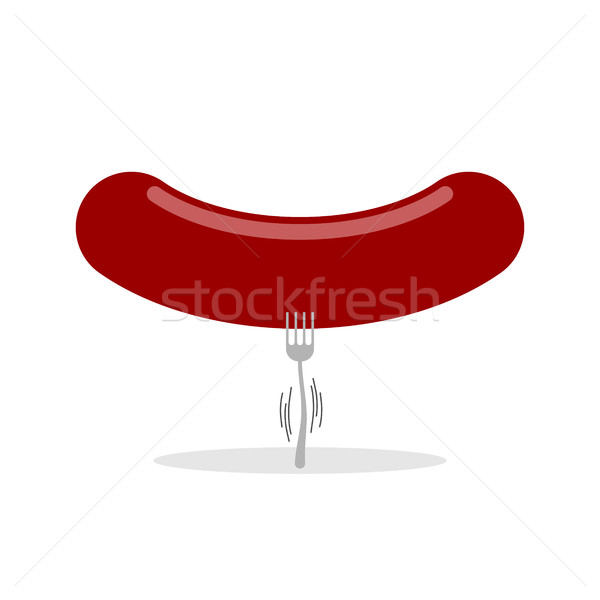 Big sausage and small fork. Illustration for diet. Stock photo © MaryValery