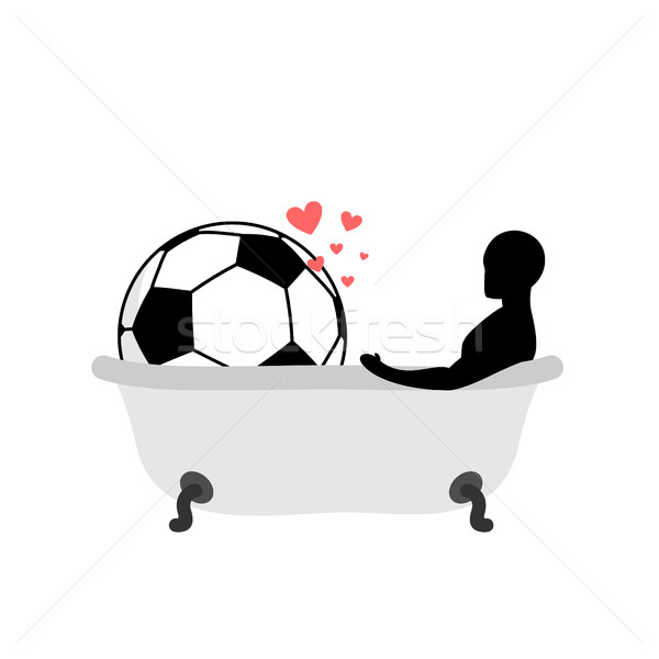 Lover Soccer. Man and football ball in bath. Joint bathing. Pass Stock photo © MaryValery