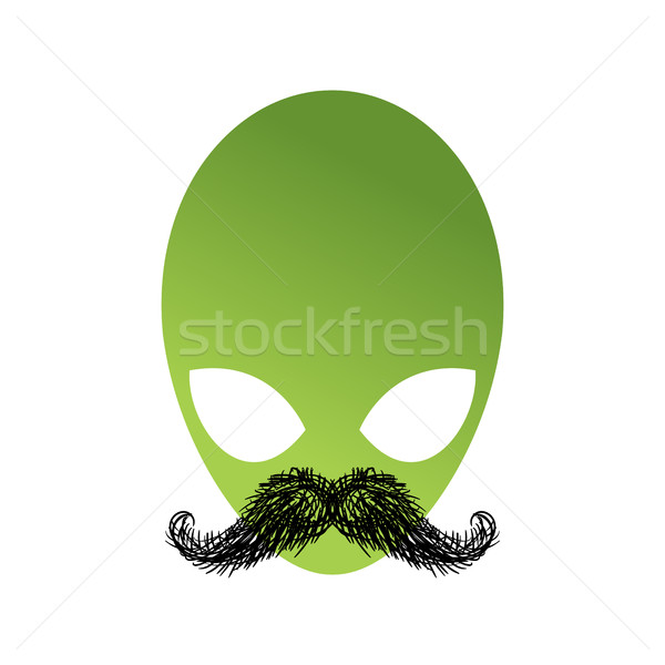 UFO hipster with mustache. Alien head isolated. Green Humanoid f Stock photo © MaryValery