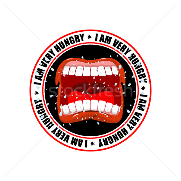 I am very hungry logo. Open mouth and teeth. Emblem for restaura Stock photo © MaryValery