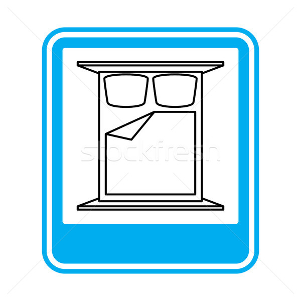 [[stock_photo]]: Lit · panneau · routier · hôtel · symbole · bleu · rectangle