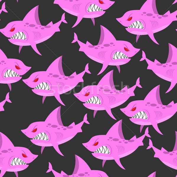 Pink shark seamless pattern. Predator fish with large teeth. Vec Stock photo © MaryValery