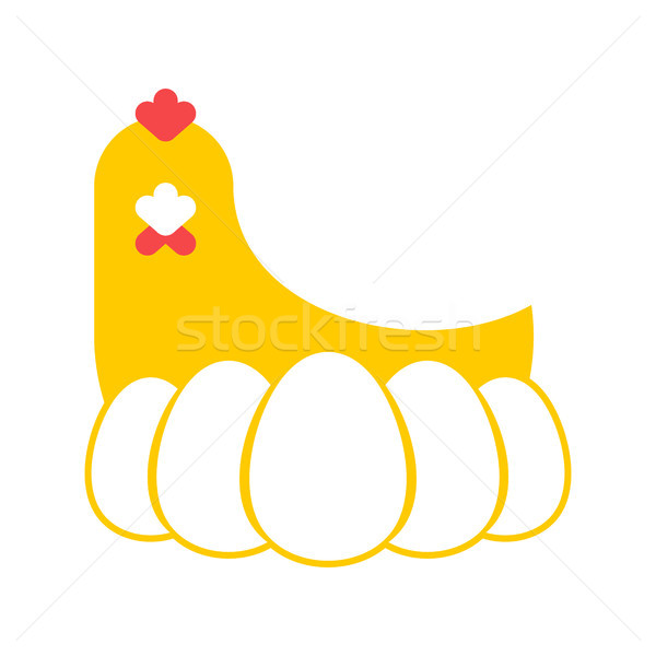 Chicken and egg logo for eggs production. Chicken farm emblem. P Stock photo © MaryValery