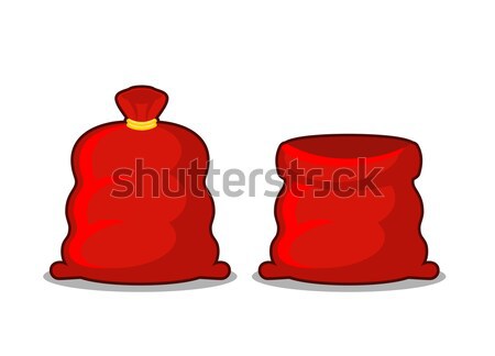 Open and full sack of Santa Claus. Red bag with gifts on white b Stock photo © MaryValery