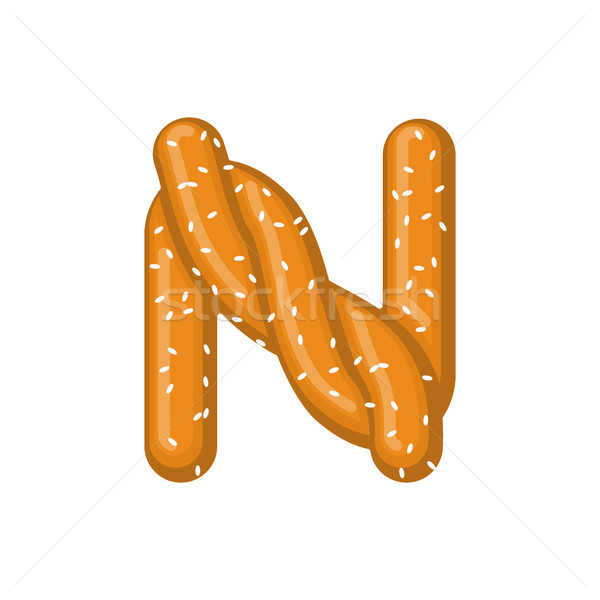 Letter N pretzel. snack font symbol. Food alphabet sign. Traditi Stock photo © MaryValery