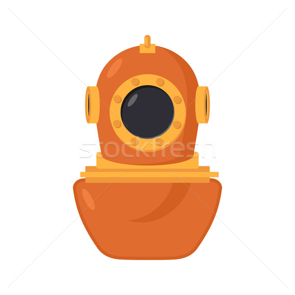 Vintage diving helmet. Od Wetsuit for scuba diving. Copper prote Stock photo © MaryValery