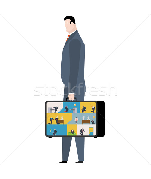 Office in case. mobile Workplace in suitcase. Managers working o Stock photo © MaryValery