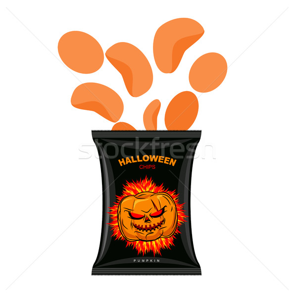 Halloween chips with pumpkin flavor. Snacks for dreaded holiday  Stock photo © MaryValery