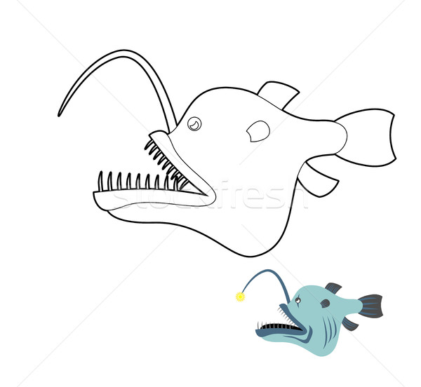 Deep-sea anglerfish coloring book. Fish monster from  depths of  Stock photo © MaryValery