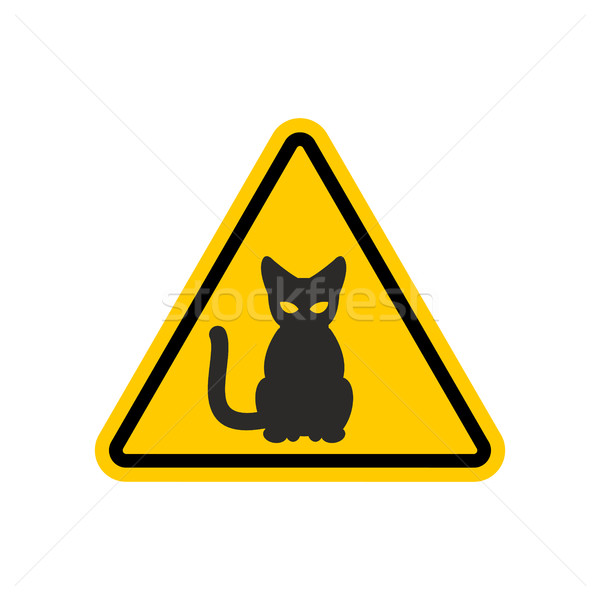 Attention cat. Danger yellow road sign. Pet Caution Stock photo © MaryValery