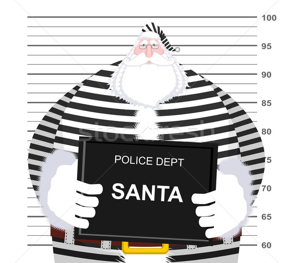 Stock photo: Mugshot Santa Claus at Police Department. Mug shot Christmas. Ar