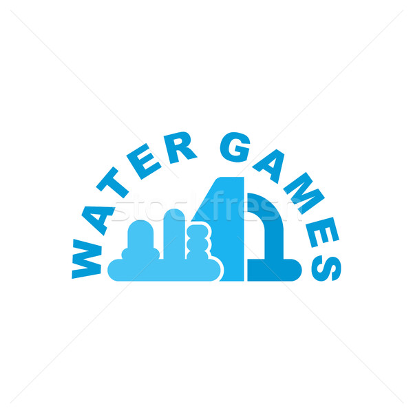 Wasser Spiele logo Emblem Schlauchboot Park Stock foto © MaryValery