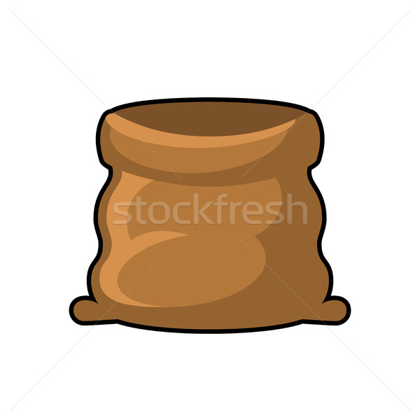 Stock photo: Textile sack open empty isolated. Brown rag bag on white backgro