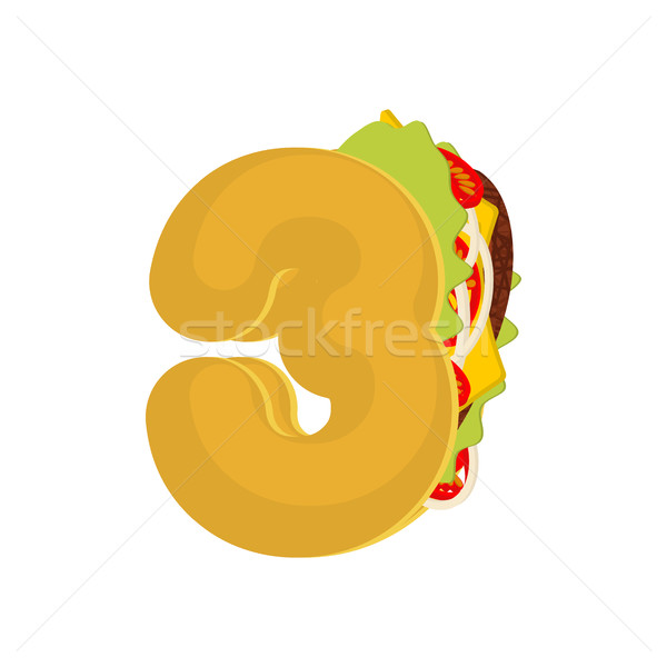 Number 3 tacos. Mexican fast food font three. Taco alphabet symb Stock photo © MaryValery