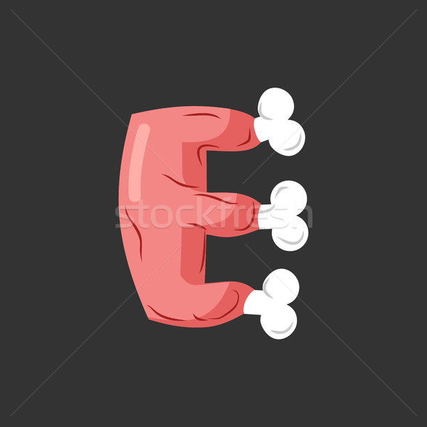 Letter E meat font. Pork and bone alphabet sign. Ham lettering.  Stock photo © MaryValery