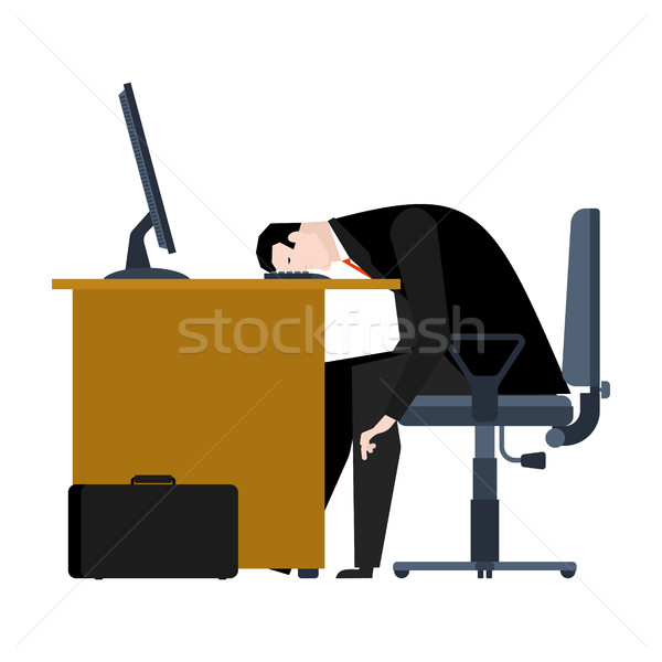 Businessman tired of work. head is on table. manager is weary. O Stock photo © MaryValery