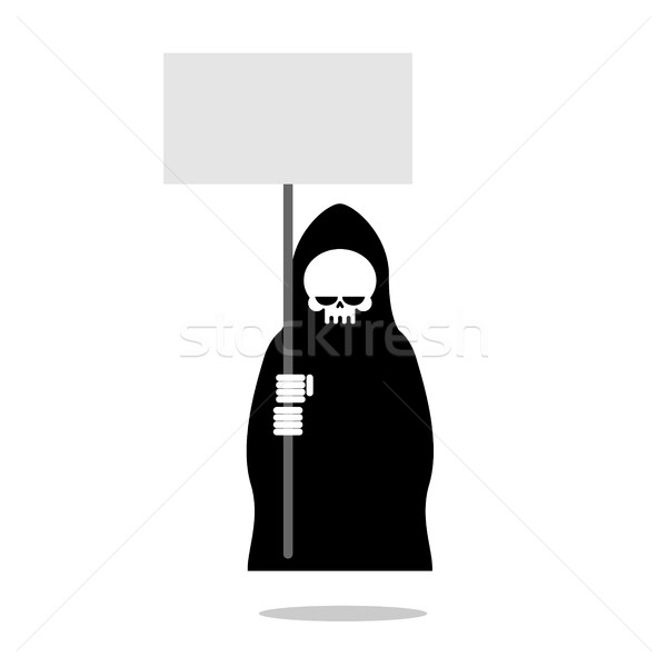 Death with an blank paper over head. Grim Reaper in black clothe Stock photo © MaryValery