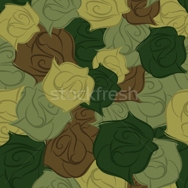Rose army seamless pattern. Military texture of flowers. Vector  Stock photo © MaryValery