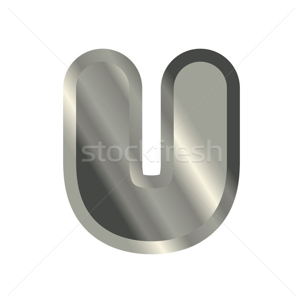 Letter U steel font. Metal alphabet sign. Iron ABC symbol. chrom Stock photo © MaryValery