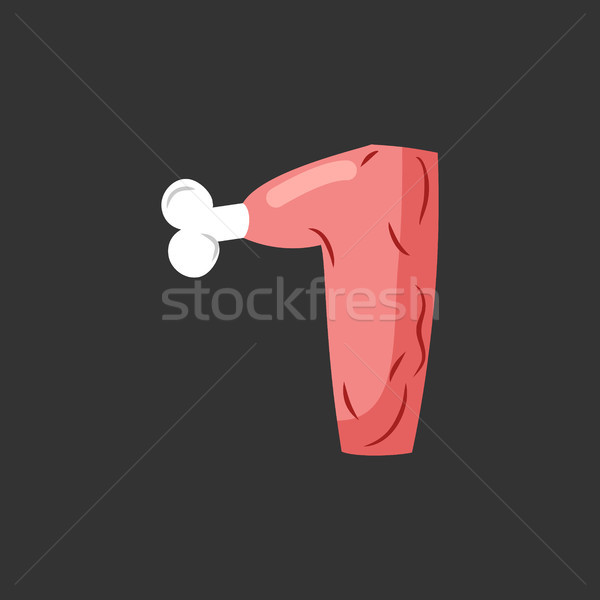 Number 1 meat. Pork and bone font one. Ham alphabet sign. Beef A Stock photo © MaryValery