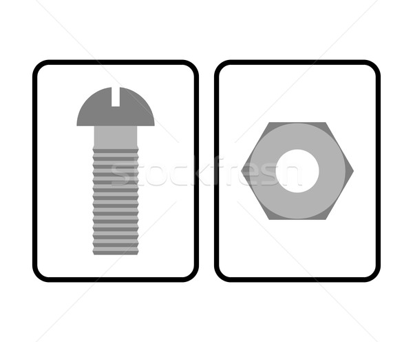 Stock photo: Man and Woman restroom sign. Toilet sign bolt and nut. Humorous 